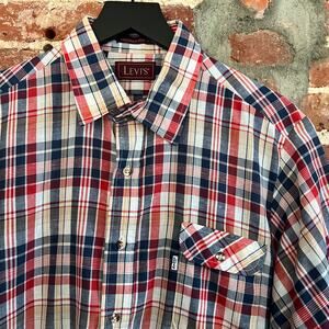 VTG 80s Levi's Men's Plaid Shirt MADE IN USA L 22x31